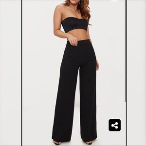 NWT PrettyLittleThing Black Wide Leg Pants